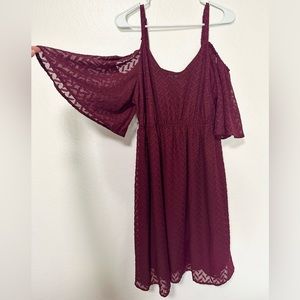 Torrid Dress | NWT | Size: 1 | Burgundy Off The Shoulder/Cold Shoulder